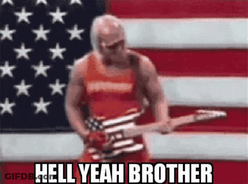Man Playing Guitar With American Flag Hell Yeah Brother GIF