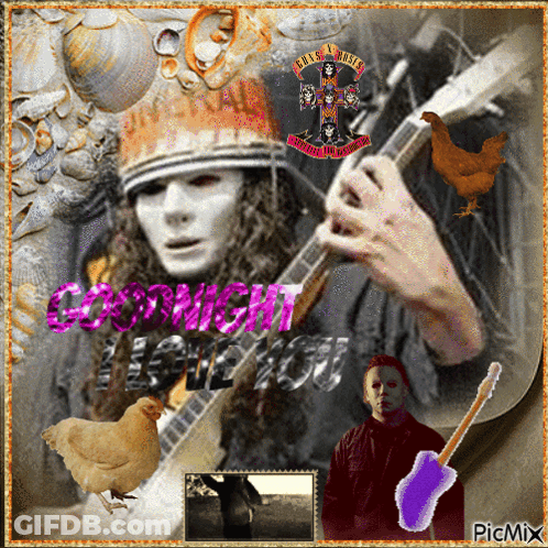 Man Playing Guitar With Guns N Roses Logo GIF