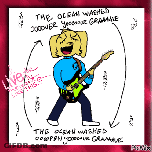 Man Playing Guitar With Ocean Washed GIF