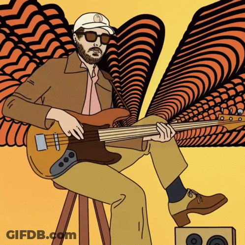 Man Playing Guitar With Optical Illusion GIF