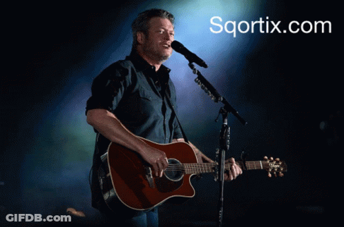 Man Playing Guitar With Sqortix.com Background GIF
