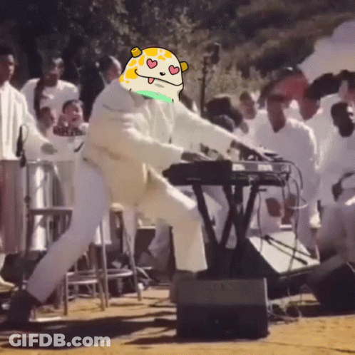 Man Playing Keyboard In Crowd GIF