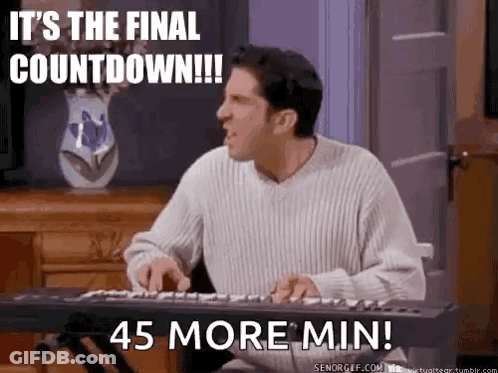 Man Playing Keyboard Saying It's The Final Countdown 45 More Min GIF