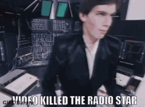 Man Playing Keyboard With Video Killed The Radio Star GIF