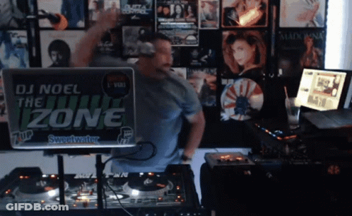 Man Playing Music In Front Of Laptop Saying DJ Noel The Zone GIF