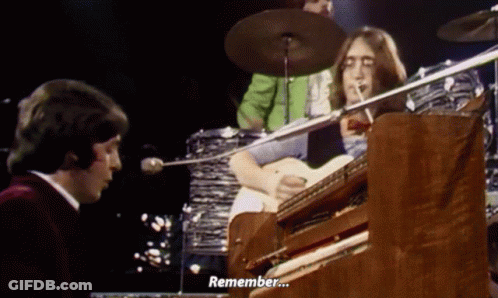 Man Playing Piano Says Remember With Drum Set GIF