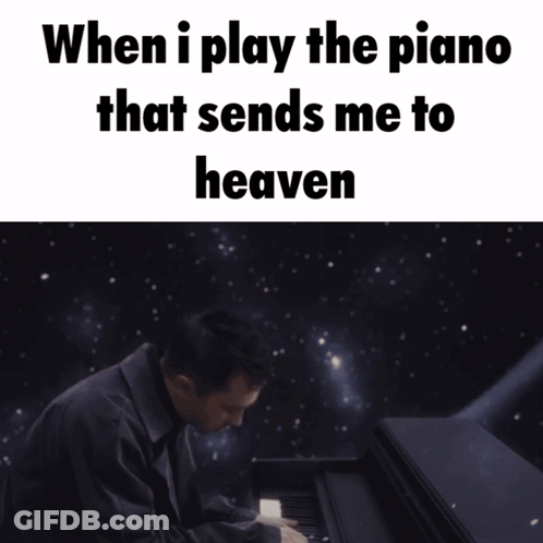 Man Playing Piano With Heaven Lyrics GIF