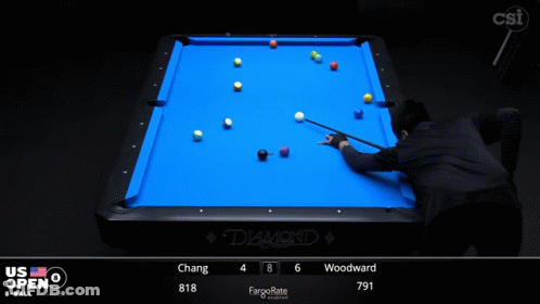 Man Playing Pool On Blue Diamond Table GIF