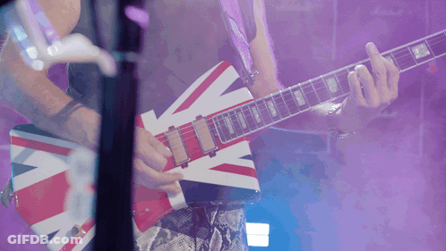 Man Playing Red White And Blue British Flag Guitar GIF