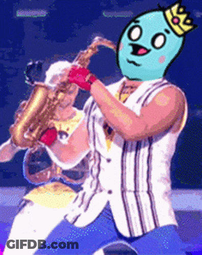 Man Playing Saxophone With Cartoon Face GIF