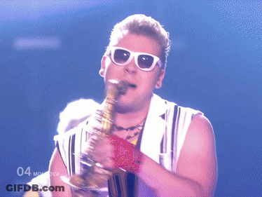 Man Playing Saxophone With Number 04 GIF
