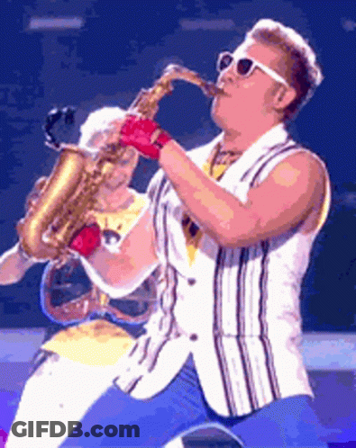 Man Playing Saxophone With Red Gloves GIF