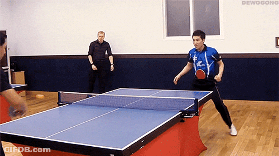 Man Playing Table Tennis Shows Tricks GIF