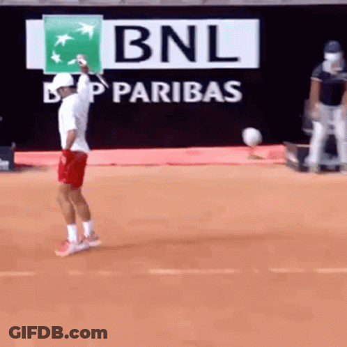 Man Playing Tennis In Front Of BNL Sign GIF