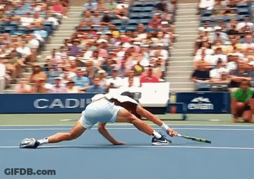 Man Playing Tennis On Blue Court Saying CADI GIF