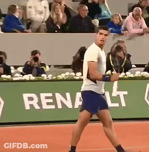 Man Playing Tennis On Court With Renault Sign GIF