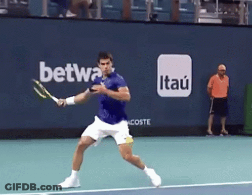 Man Playing Tennis With Betwa And Itau Advertisement GIF