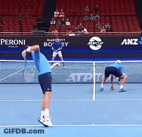 Man Playing Tennis With Peroni Ad GIF