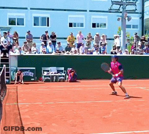 Man Playing Tennis With Perrier Sign GIF