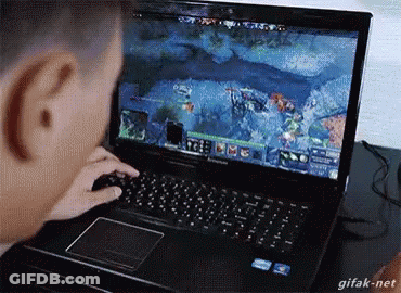 Man Playing Video Game On Laptop Gifak-Net GIF
