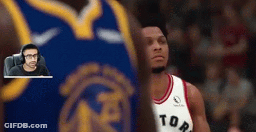 Man Playing Video Game With Raptors Jersey GIF