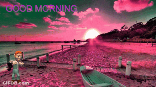 Man Playing Violin On Beach Saying Good Morning GIF