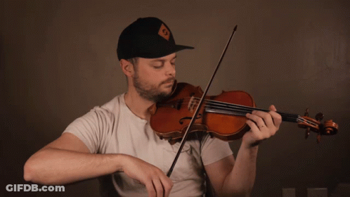 Man Playing Violin With Black Hat Letter G GIF