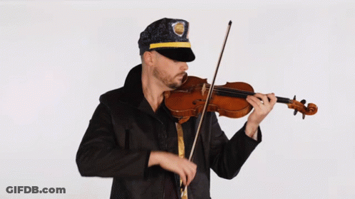 Man Playing Violin With Police Hat GIF