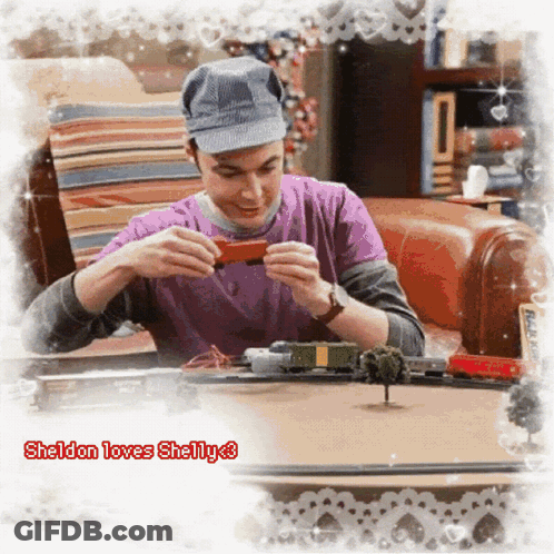 Man Playing With Toy Train Sheldon Loves Shelly 3 GIF