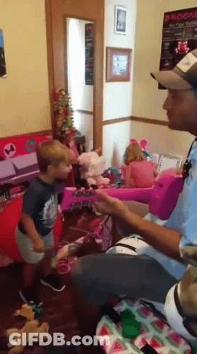 Man Playing With Two Children In Room With Brooke Poster GIF