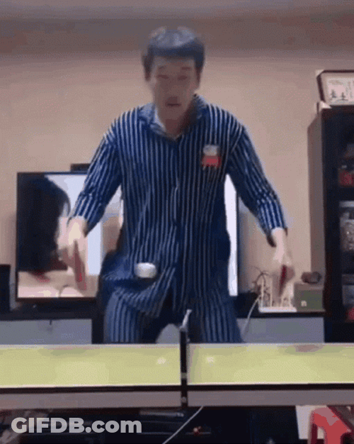 Man Plays Fast Paced Table Tennis GIF