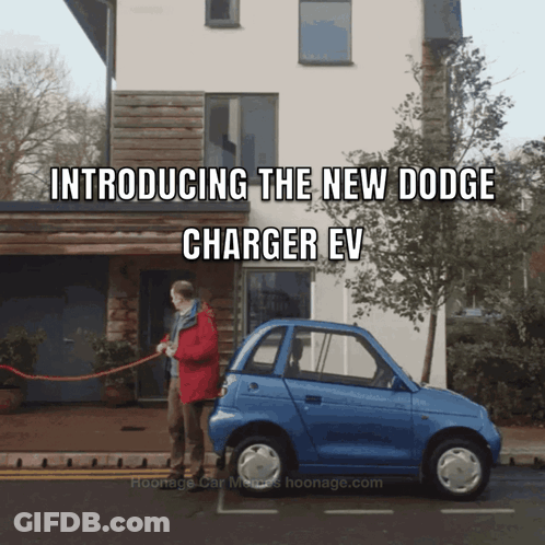 Man Plugging In Dodge Charger EV GIF