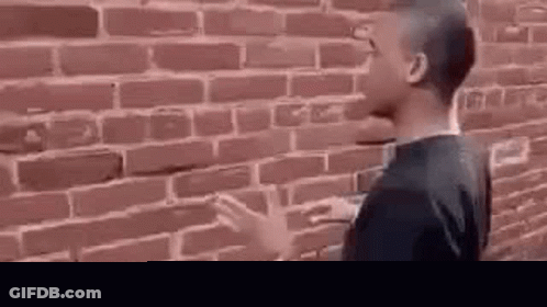 Man Pointing At Brick Wall Wearing Watch GIF