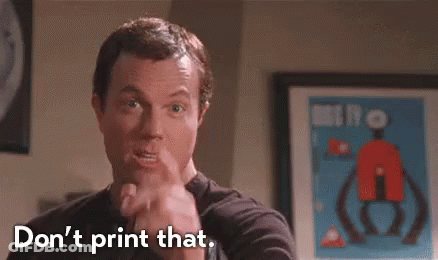 Man Pointing At Camera Saying Don't Print That GIF