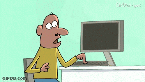 Man Pointing At Computer Screen Cartoon Box GIF