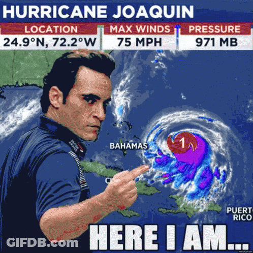 Man Pointing At Hurricane On Map GIF