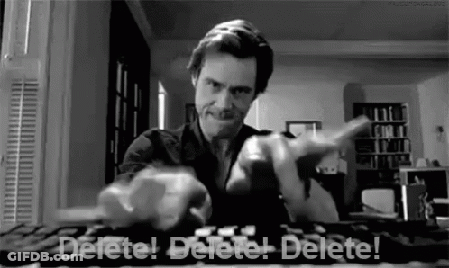 Man Pointing At Keyboard Delete Words GIF