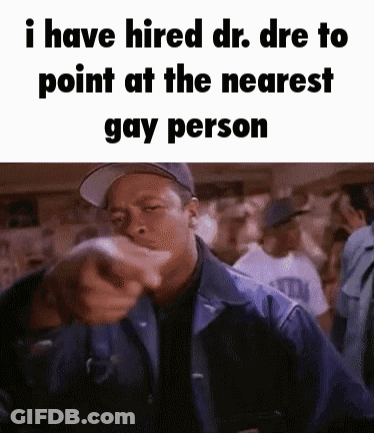 Man Pointing At Nearest Gay Person In Crowd GIF