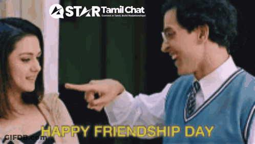 Man Pointing At Woman Happy Friendship Day GIF