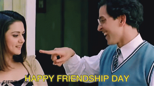 Man Pointing At Woman Saying Happy Friendship Day GIF