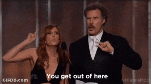 Man Pointing At Woman Saying You Get Out Of Here GIF