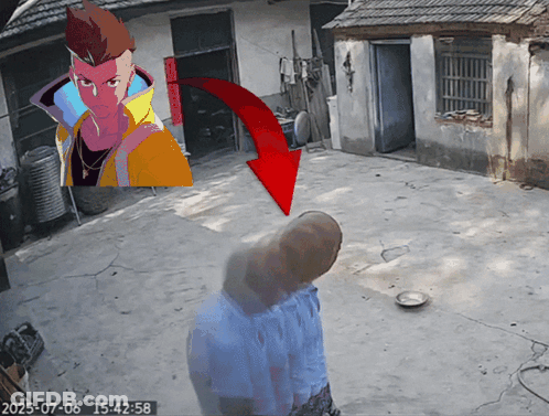 Man Pointing Red Arrow At Picture Of Man GIF