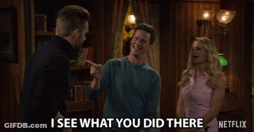 Man Pointing Saying I See What You Did There GIF