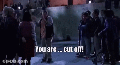 Man Pointing Says You Are Cut Off GIF