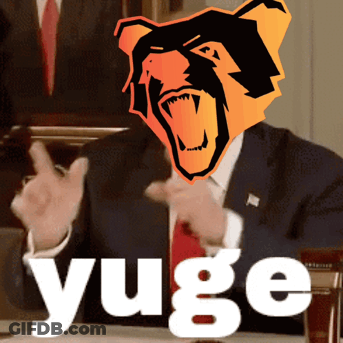 Man Pointing Up Bear And Bull NFT Yuge GIF