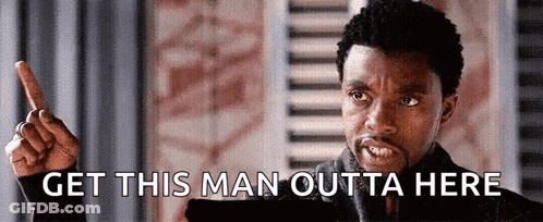 Man Pointing Up Saying Get This Man Outta Here GIF