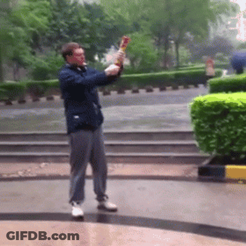 Man Pops The Confetti Cannon In Public Place GIF