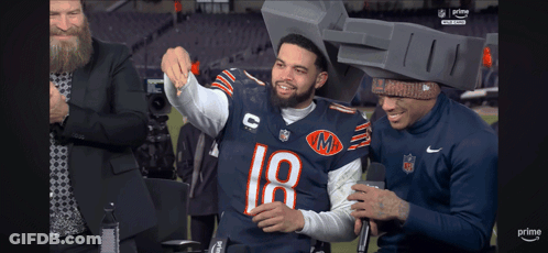 Man Posing In Bears Jersey Number 18 GIF