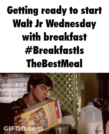 Man Pouring Cereal Getting Ready For Walt Jr Wednesday GIF