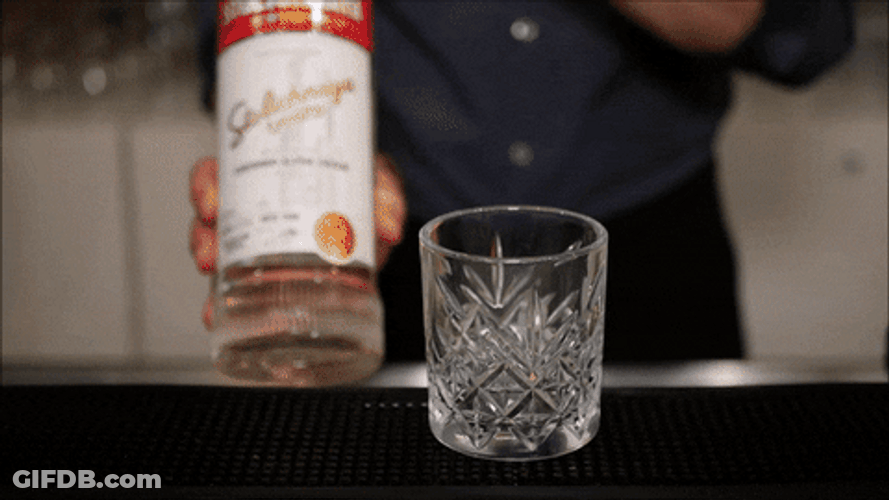 Man Pouring Vodka On Neat Glass GIF